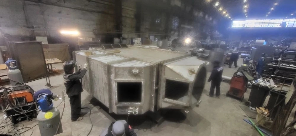 Изготовление теплообменника котла кипящего слоя установленного между электрофильтром и колонной нейтралицации.